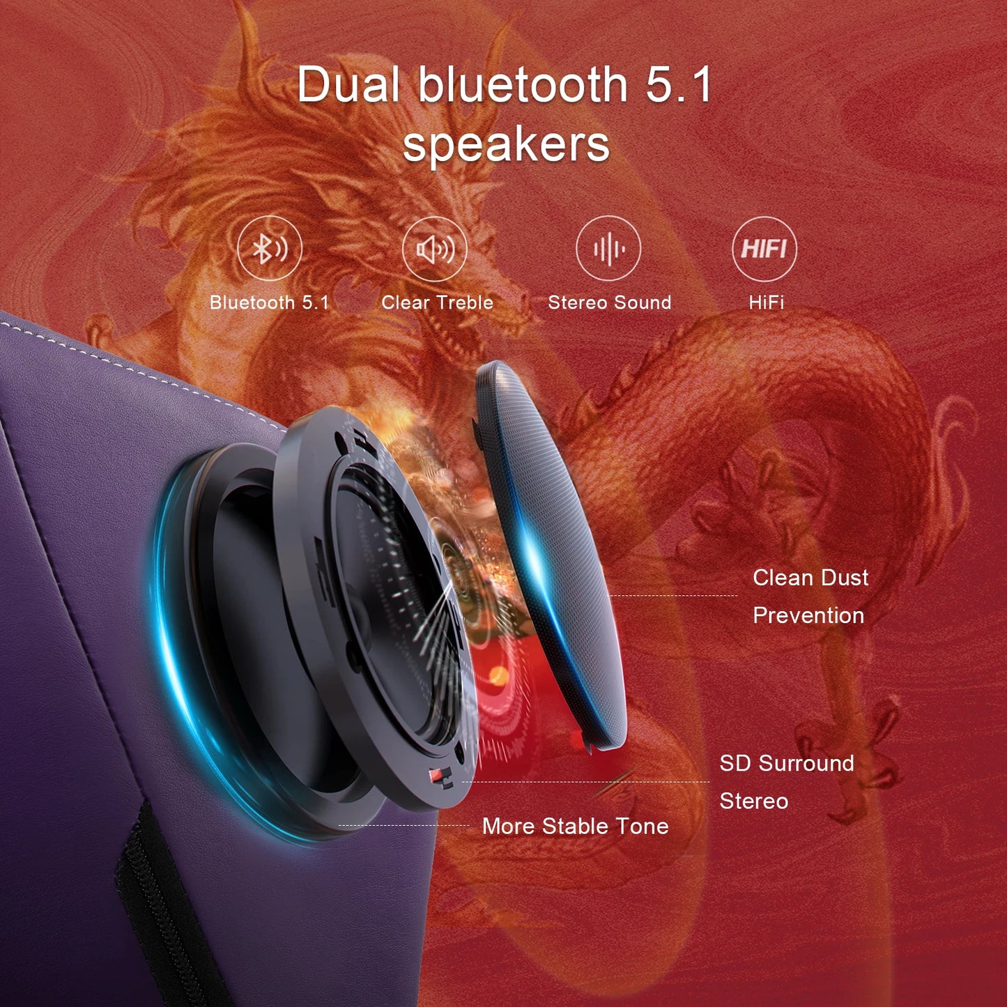 GTPLAYER Gaming Chair with Bluetooth Speakers