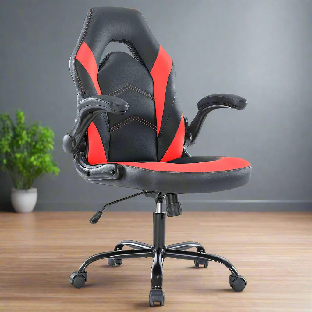 Leather Gaming Chair with Adjustable Armrests
