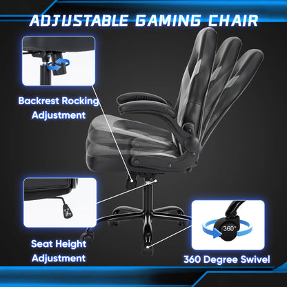 Leather Gaming Chair with Adjustable Armrests